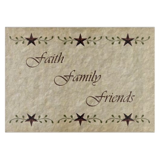 Faith Family Friends Glass Cutting Board Schneidebrett (Vorderseite)