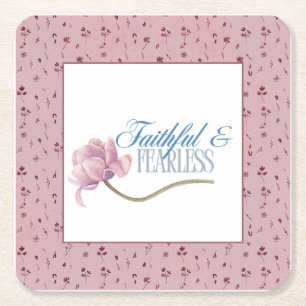 Faith & Fearless Typografie Design Wurfkissen Rechteckiger Pappuntersetzer