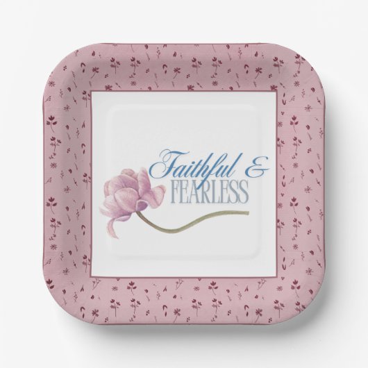 Faith & Fearless Typografy Design Throw Kissen Pappteller (Vorderseite)