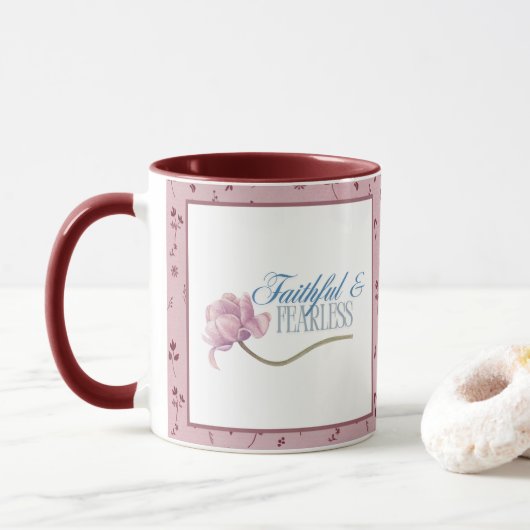 Faith & Fearless Typografy Design Throw Kissen Tasse (Mit Donut)