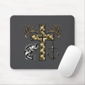 Faith Fishing Hunting Camo Cross With Hook B Chris Mousepad (Mit Mouse)