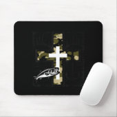 Faith Fishing Hunting Camo Cross With Hook B Chris Mousepad (Mit Mouse)