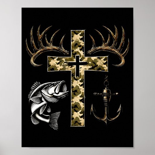 Faith Fishing Hunting Camo Cross With Hook B Chris Poster (Vorne)