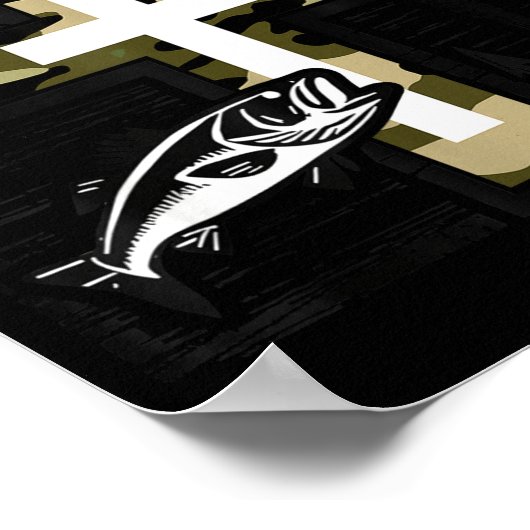 Faith Fishing Hunting Camo Cross With Hook B Chris Poster (Ecke)