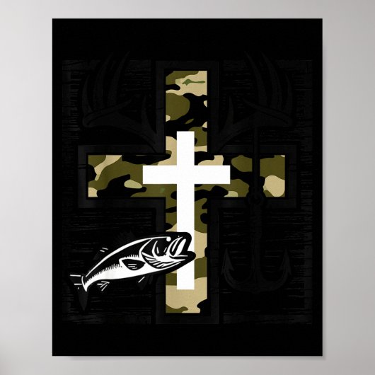 Faith Fishing Hunting Camo Cross With Hook B Chris Poster (Vorne)