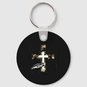 Faith Fishing Hunting Camo Kreuz mit Haken B Chris Schlüsselanhänger
