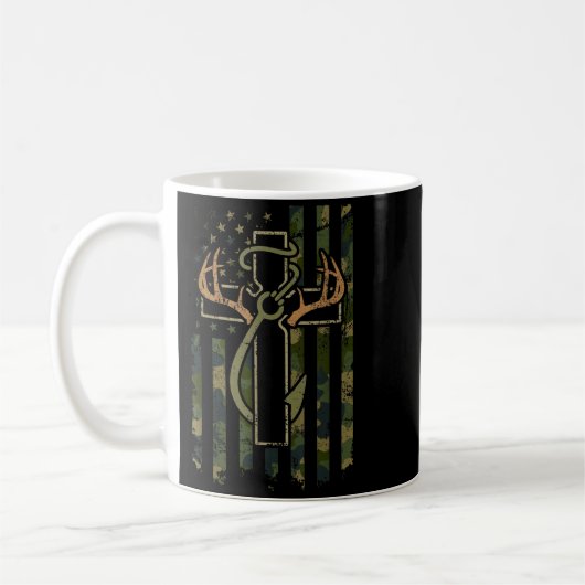 Faith Fishing Hunting Camo Us Flag Cross With Hook Kaffeetasse (Links)