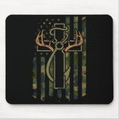 Faith Fishing Hunting Camo Us Flag Cross With Hook Mousepad (Vorne)