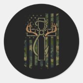 Faith Fishing Hunting Camo Us Flag Cross With Hook Runder Aufkleber (Vorderseite)