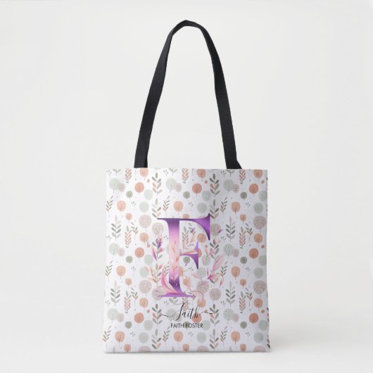 Faith Floral Monogram with Autumn Pattern - F Tasche (Vorderseite)