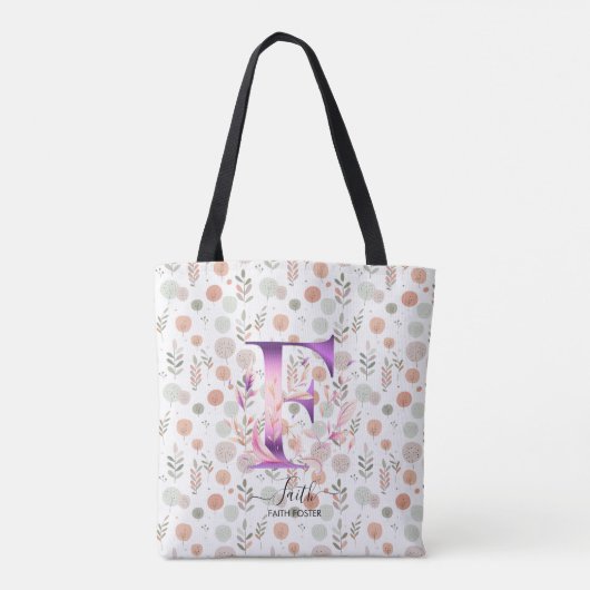 Faith Floral Monogram with Autumn Pattern - F Tasche (Rückseite)