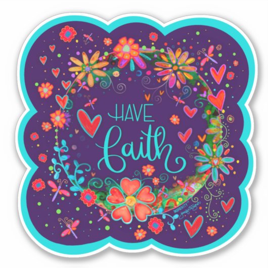 Faith Floral Trendy Fun Inspirivity Sticker (Vorderseite)