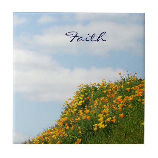 Faith gips Tile Art Blue Sky Poppy Meadow Einzigar Fliese (Vorderseite)