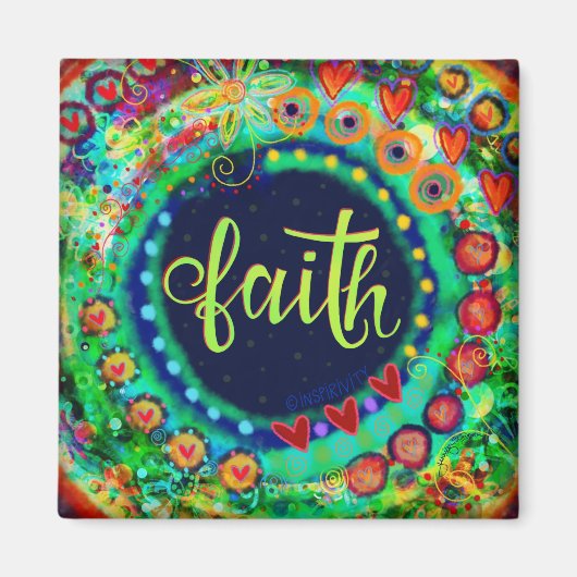 Faith Green Hübsch Fun Floral Moderne Inspirivity Magnet (Vorne)