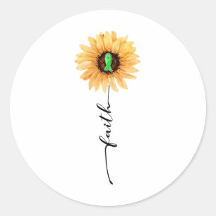 Faith Green Ribbon Nierenerkrankung Bewusstsein Runder Aufkleber