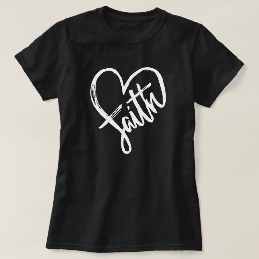 Faith Heart Christlich Black and White T-Shirt (Design vorne)