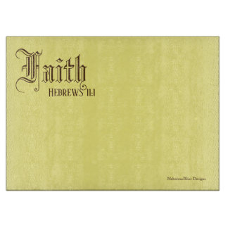 Faith Hebrews 11:1 - 15" x 11" Glass Cutting Board Schneidebrett