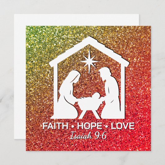 FAITH HOFFE LIEBE Glitzer Christlich Weihnachten (Vorne/Hinten)