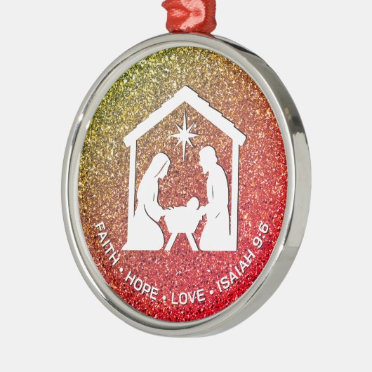 FAITH HOFFE LIEBE Glitzer Christlich Weihnachten Ornament Aus Metall (Links)