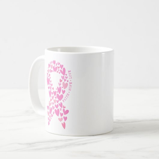 Faith Hope Breast Cancer Pink Ribbon Awareness Kaffeetasse (Vorderseite Links)