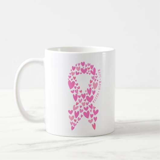 Faith Hope Breast Cancer Pink Ribbon Awareness Kaffeetasse (Links)