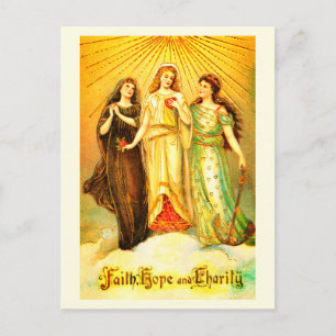 Faith Hope Charity Vintage-Kunst Postkarte