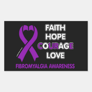 Faith Hope Courage Liebe...Fibro Rechteckiger Aufkleber