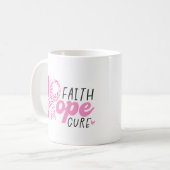Faith Hope Cure Breast Cancer Pink Ribbon Kaffeetasse (Vorderseite Links)