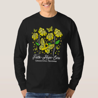 Faith Hope Cure Flower Butterfly Osteosarcoma Awar T-Shirt