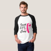 Faith Hope Cure Pink Ribbon Brustkrebs Auswarenes T-Shirt (Vorne ganz)