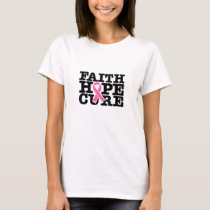 Faith Hope Cure Pink Ribbon - Brustkrebs T-Shirt