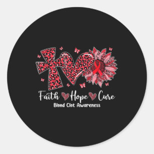Faith Hope Cure Sonnenblumen Leopard Blood Clot Aw Runder Aufkleber
