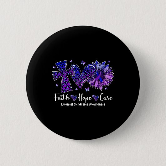 Faith Hope Cure Sunflower Leopard Sichelzellenzähl Button (Vorderseite)