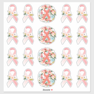 Faith Hope cuure Breast Cancer Ribbon & Florals Aufkleber