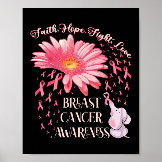 Faith Hope Fight Liebe Elephant Breast Cancer Poster (Vorne)