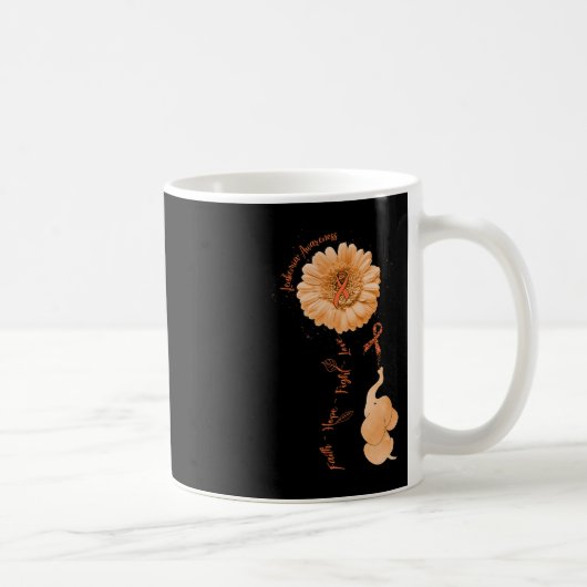 Faith Hope Fight Liebe Elephant Sunflower Leukemia Kaffeetasse (Rechts)