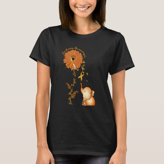Faith Hope Fight Liebe Elephant Sunflower Leukemia T-Shirt (Vorderseite)