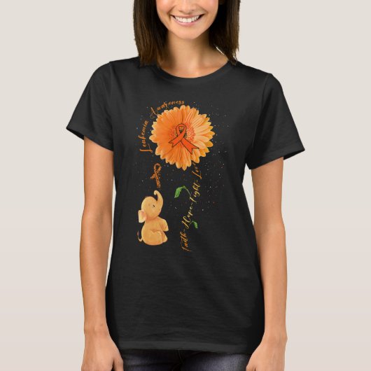 Faith Hope Fight Liebe Elephant Sunflower Leukemia T-Shirt (Vorderseite)