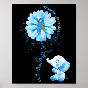 Faith Hope Fight Liebe Elephant Typ 1 Diabetes Awa Poster
