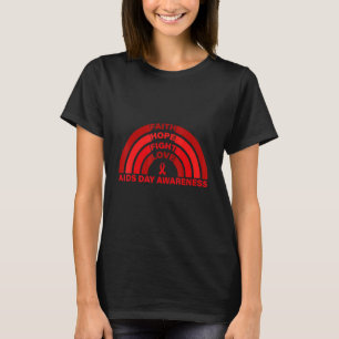 Faith Hope Fight Liebe Red Rainbow World Aids Day  T-Shirt