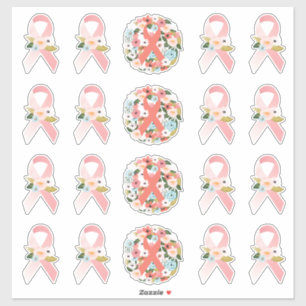 Faith Hope Heilung Brustkrebs Ribbon & Florals Aufkleber