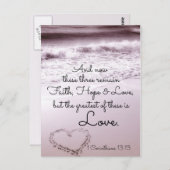 Faith Hope Liebe, 1 Corinthians 13:13, Ocean Beach Postkarte (Vorne/Hinten)