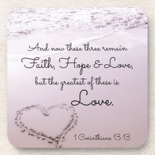 Faith Hope Liebe, 1 Corinthians 13:13, Ocean Beach Untersetzer (Vorderseite)