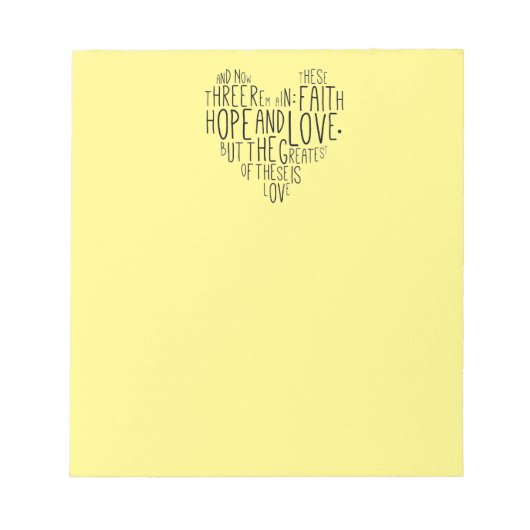 Faith Hope Liebe 1 Korinther 13:13 Notizblock (Vorderseite)
