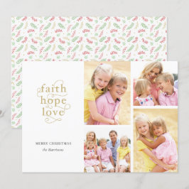 Faith Hope Liebe 4-Foto Collage Familie Weihnachte Feiertagskarte