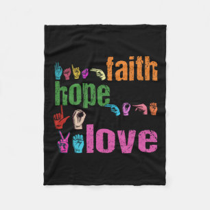 Faith Hope Liebe American Sign Language Christlich Fleecedecke