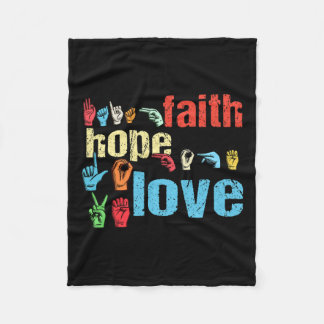 Faith Hope Liebe American Sign Language Christlich Fleecedecke