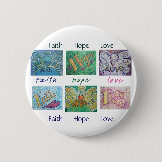 Faith Hope Liebe Angel Word Collage Button oder Bu (Vorderseite)
