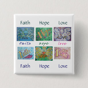 Faith Hope Liebe Angel Word Collage Button oder Bu