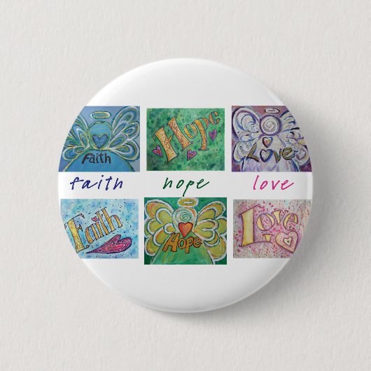 Faith Hope Liebe Angel Word Collage Button oder Bu (Vorderseite)